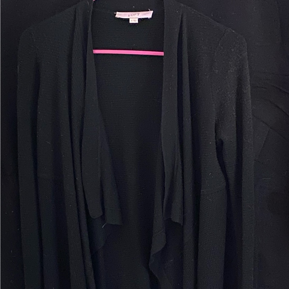 LOFT Black Draped Cardigan Sweater - Picture 2 of 8